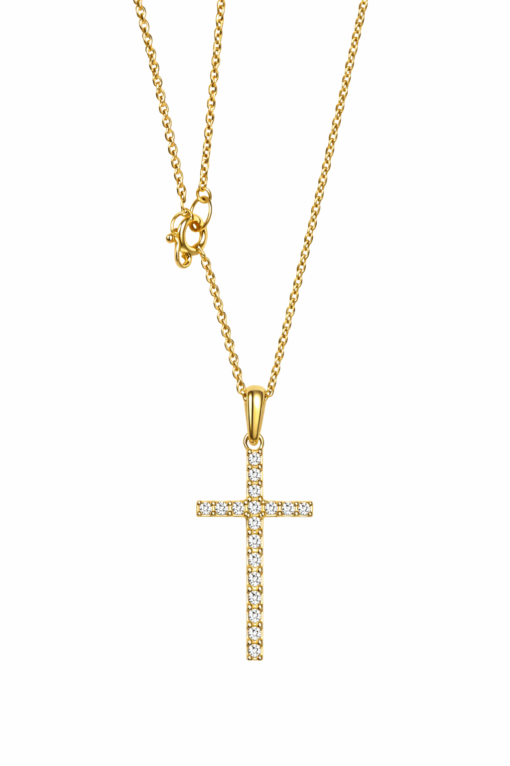 Diamond Path Cross Necklace