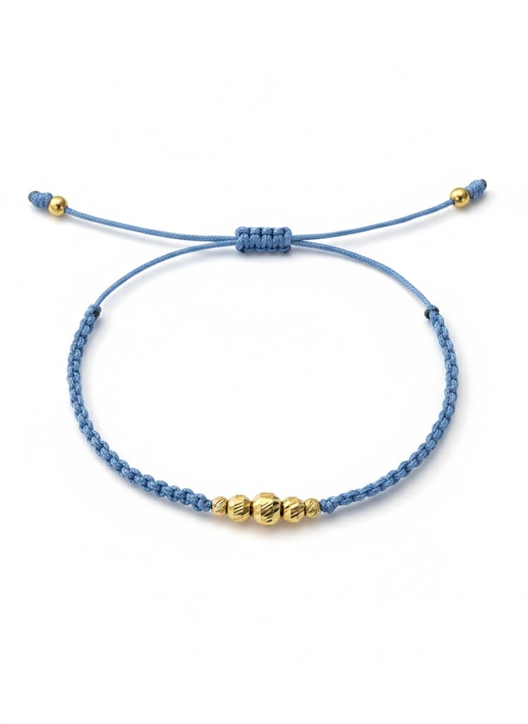 Sky Blue Delicate Gold Beads