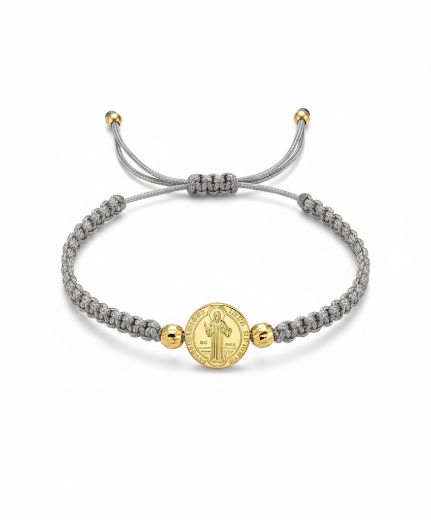 Charcoal Sacred Heart Medallion Bracelet