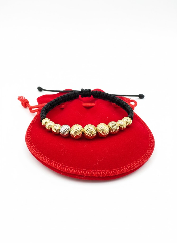 Golden Sphere Onyx Cord Bracelet