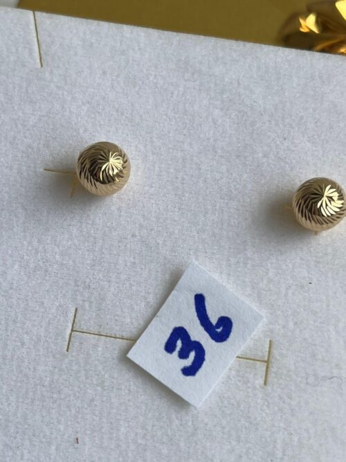Gold Round Bead Earrings - Image 4