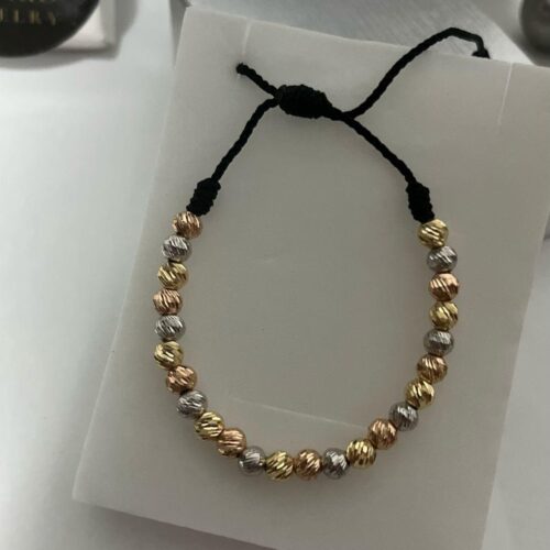Black bracelet woven with beads - Image 2